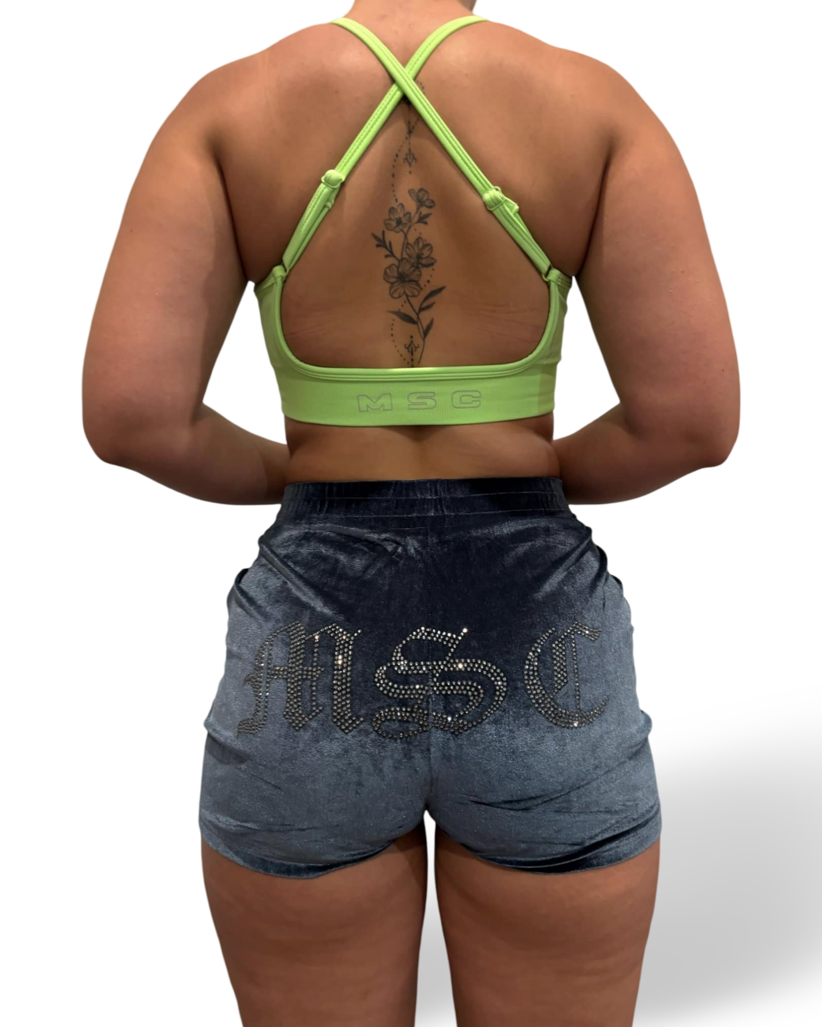 MSC EVE velour shorts (BEBA DIAMONTE COLLECTION) Gunmetal grey.