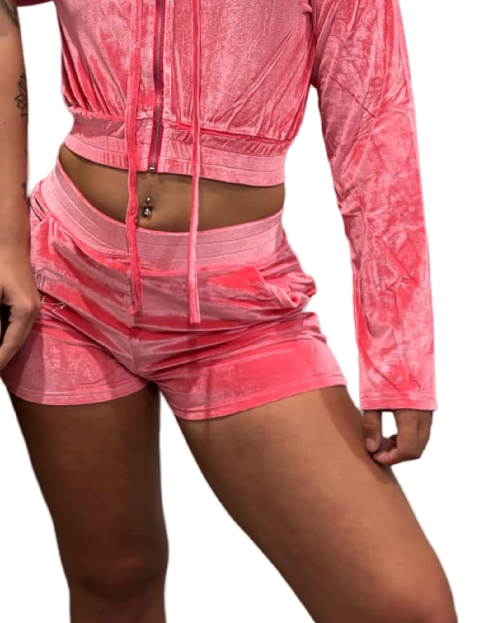 MSC EVE velour shorts (BEBA DIAMONTE COLLECTION) Pink  panther.