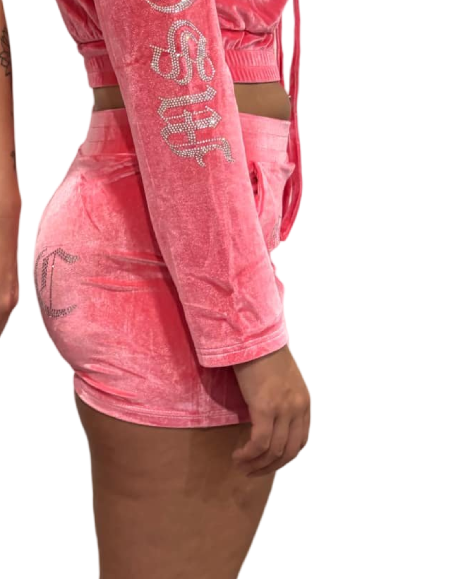 MSC EVE velour shorts (BEBA DIAMONTE COLLECTION) Pink  panther.