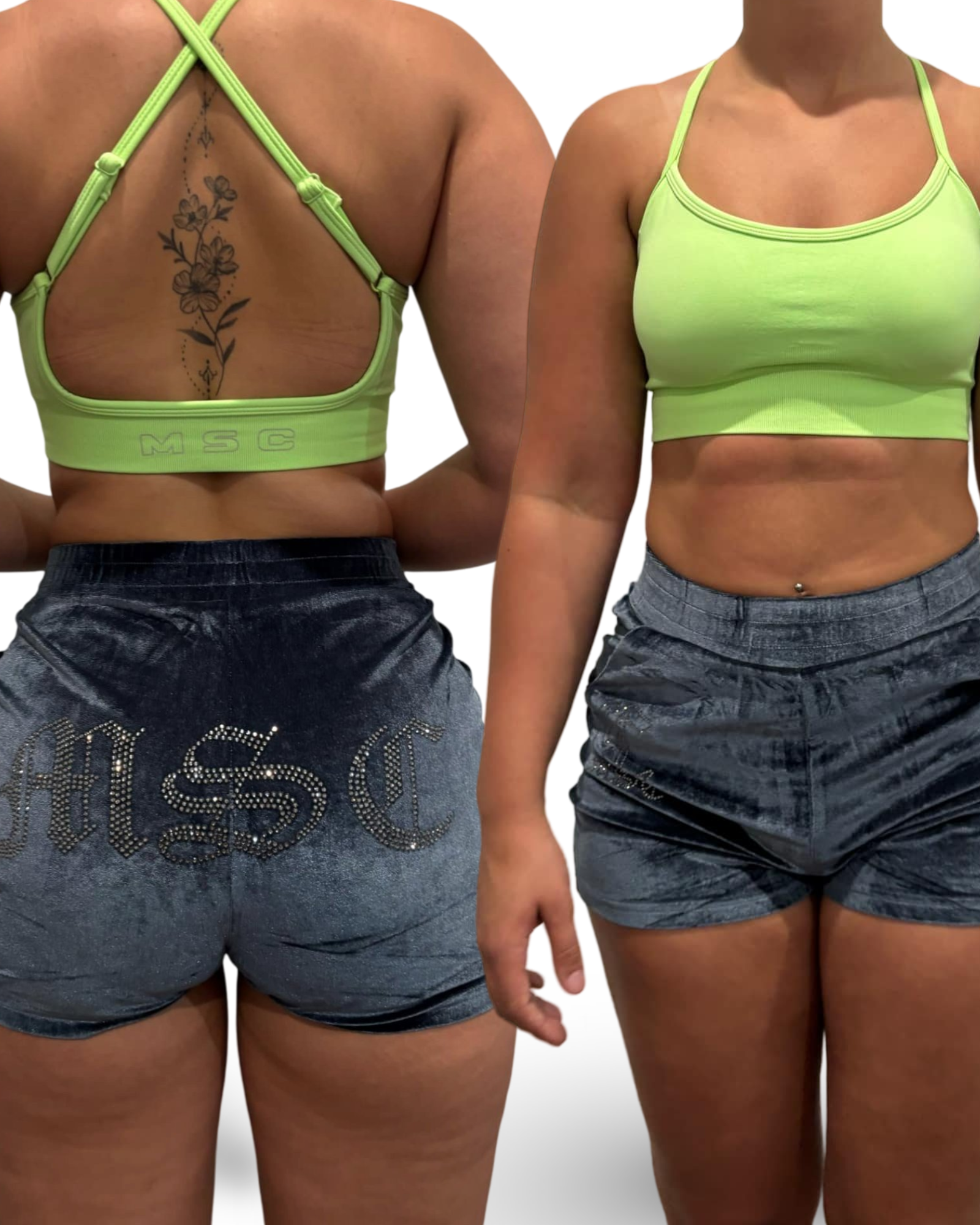MSC EVE velour shorts (BEBA DIAMONTE COLLECTION) Gunmetal grey.