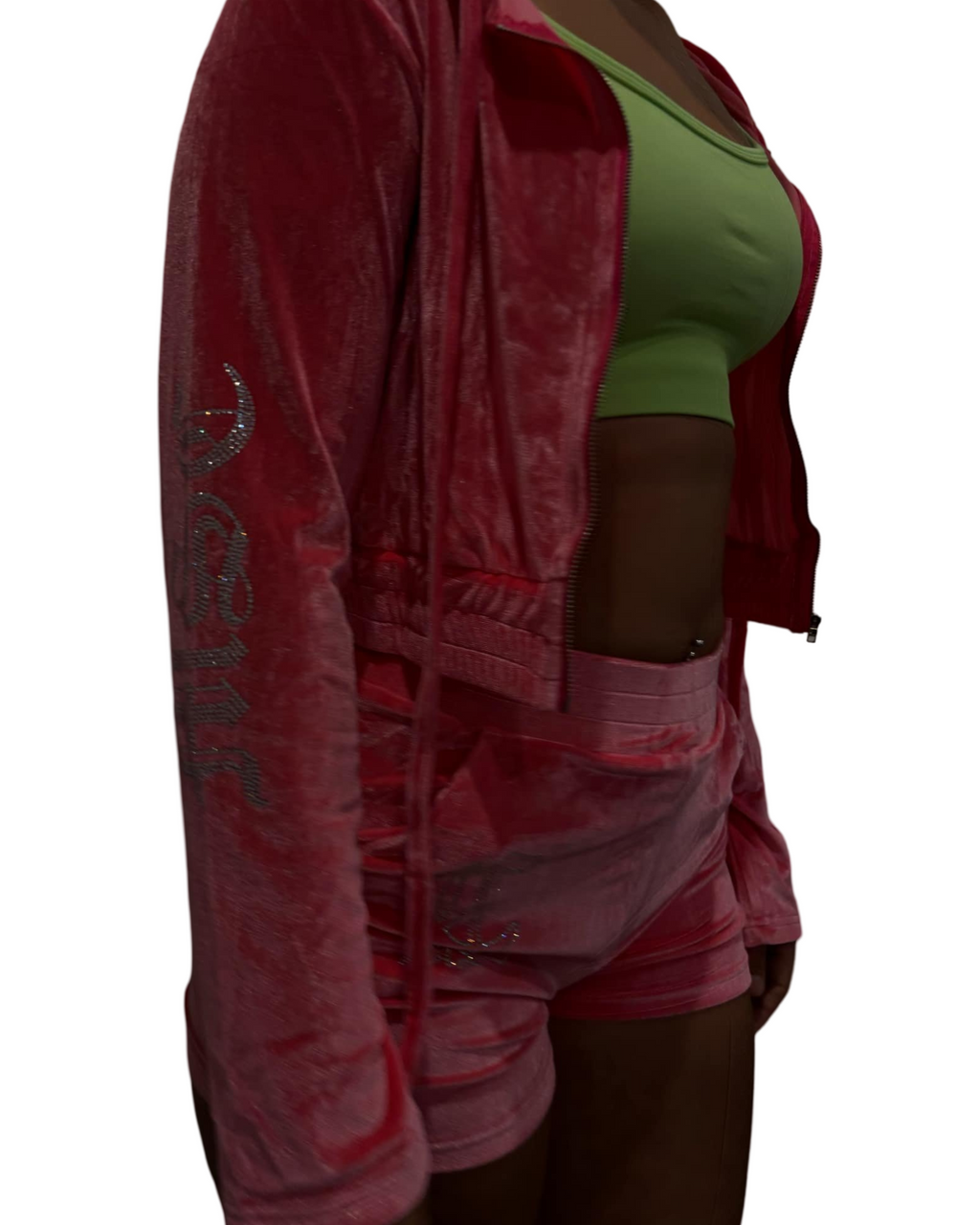 MSC EVE velour shorts (BEBA DIAMONTE COLLECTION) Pink  panther.