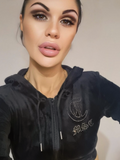 MSC DREAM mini cropped velour zip up track jacket (BEBA DIAMONTE COLLECTION)Midnight black