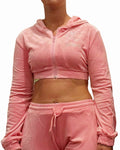 MSC DREAM mini cropped velour zip up track jacket (BEBA DIAMONTE COLLECTION) Baby pink.
