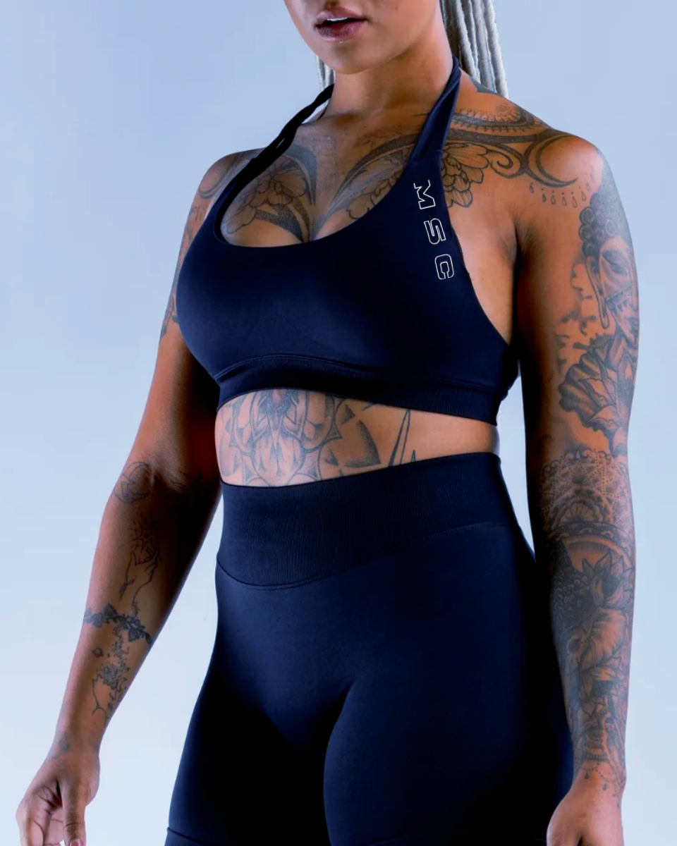MSC IMIRI CORE V.2 sculpt halter crop. (ONYX)