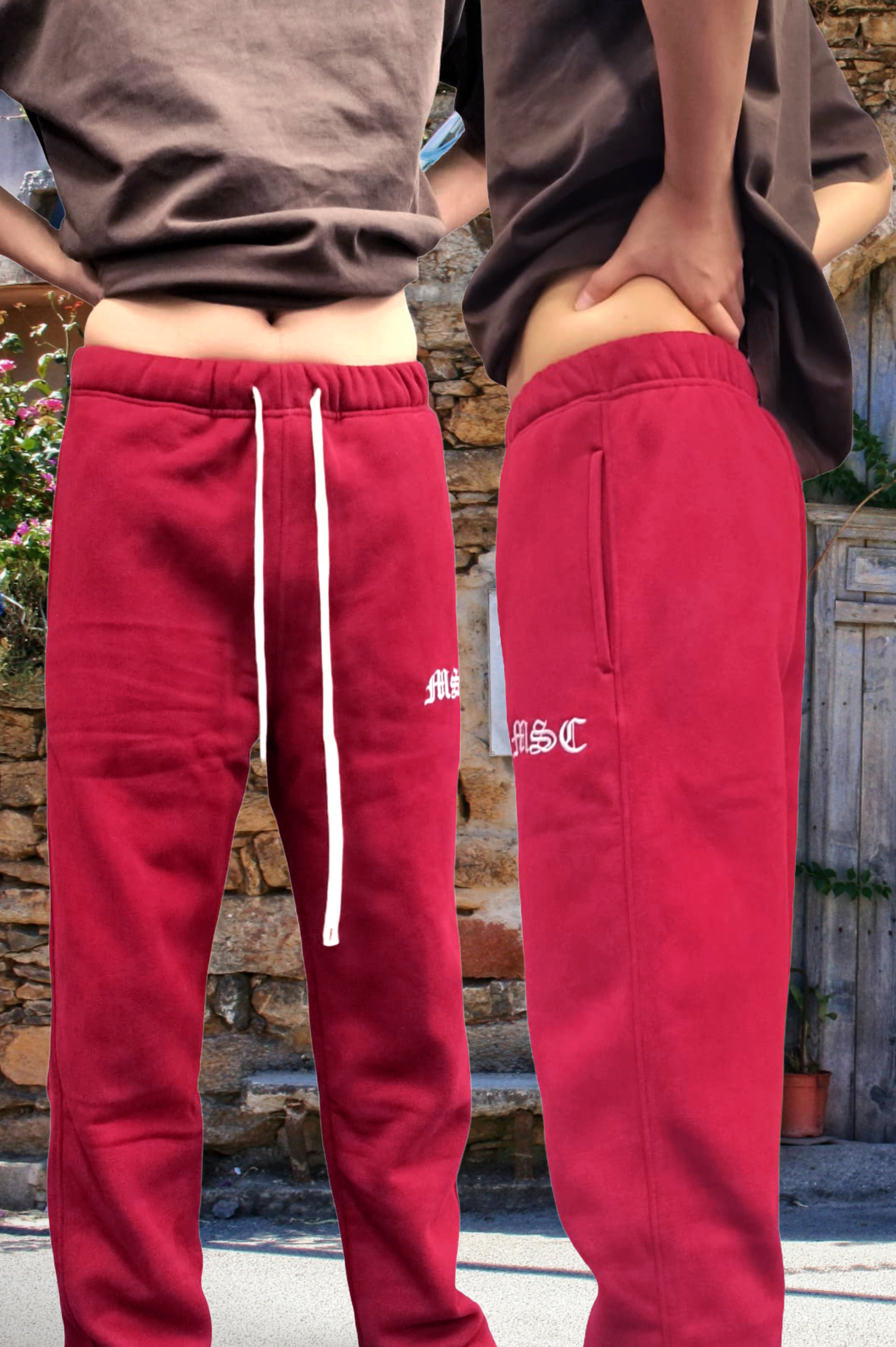 OMI straight leg track pants (merlot)