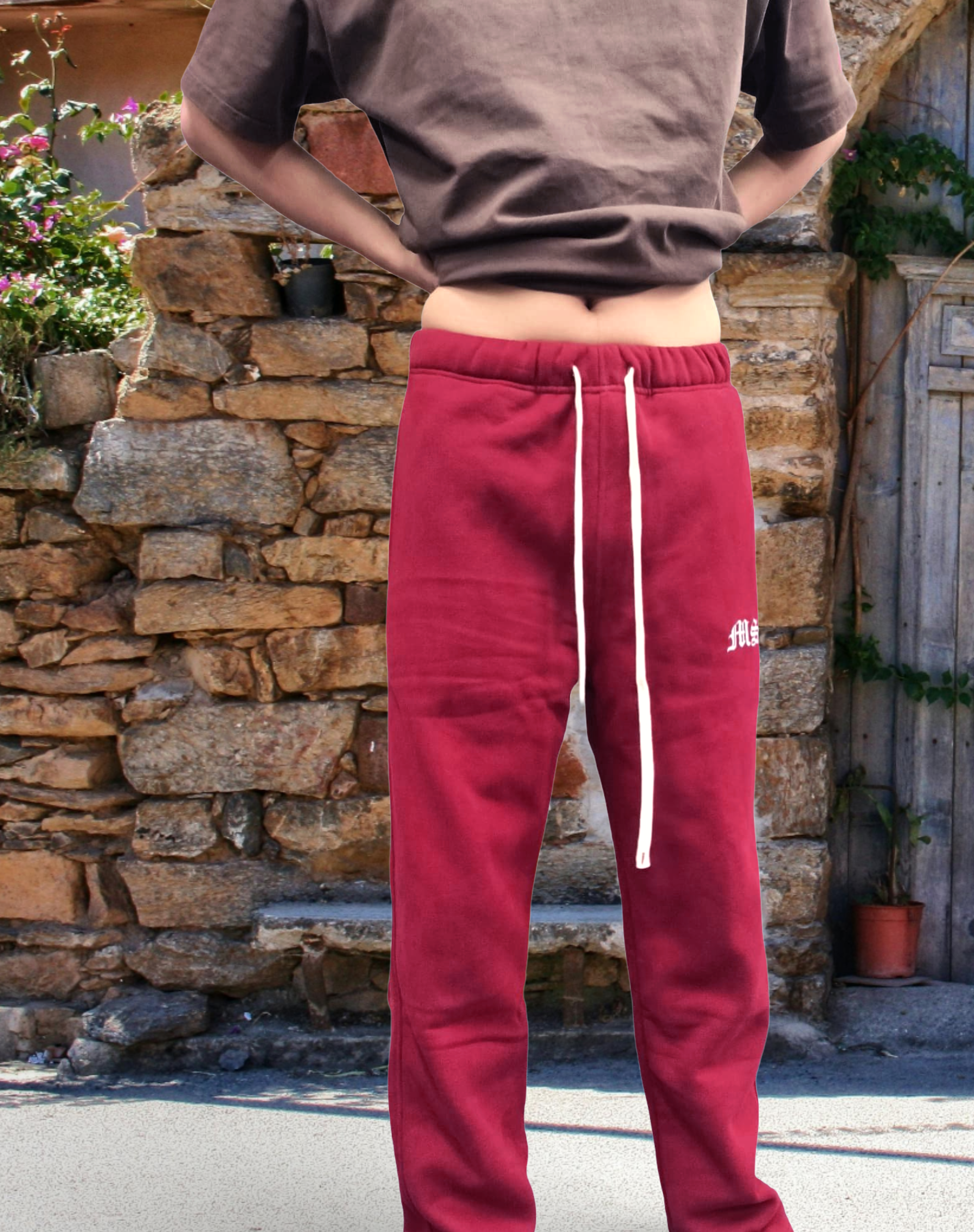 OMI straight leg track pants (merlot)