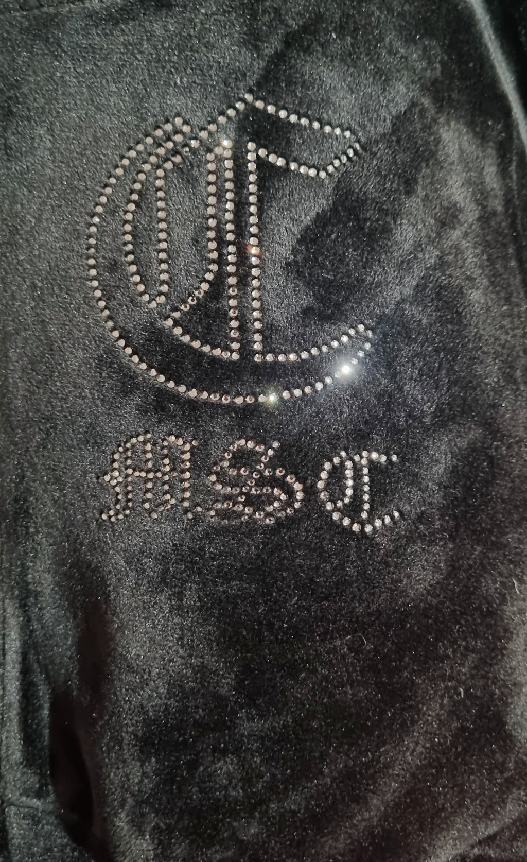MSC DREAM velour track pants (BEBA DIAMONTE COLLECTION) Midnight black.