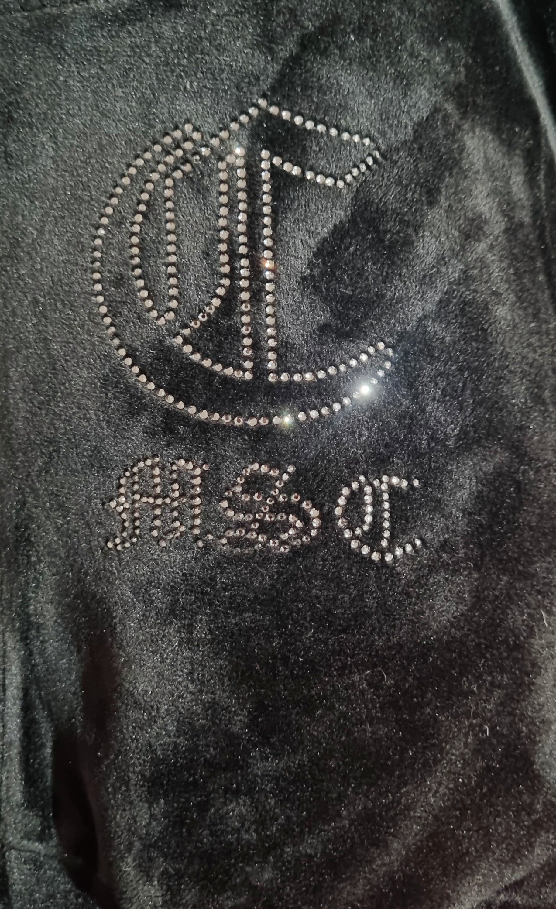 MSC DREAM velour track pants (BEBA DIAMONTE COLLECTION) Midnight black.