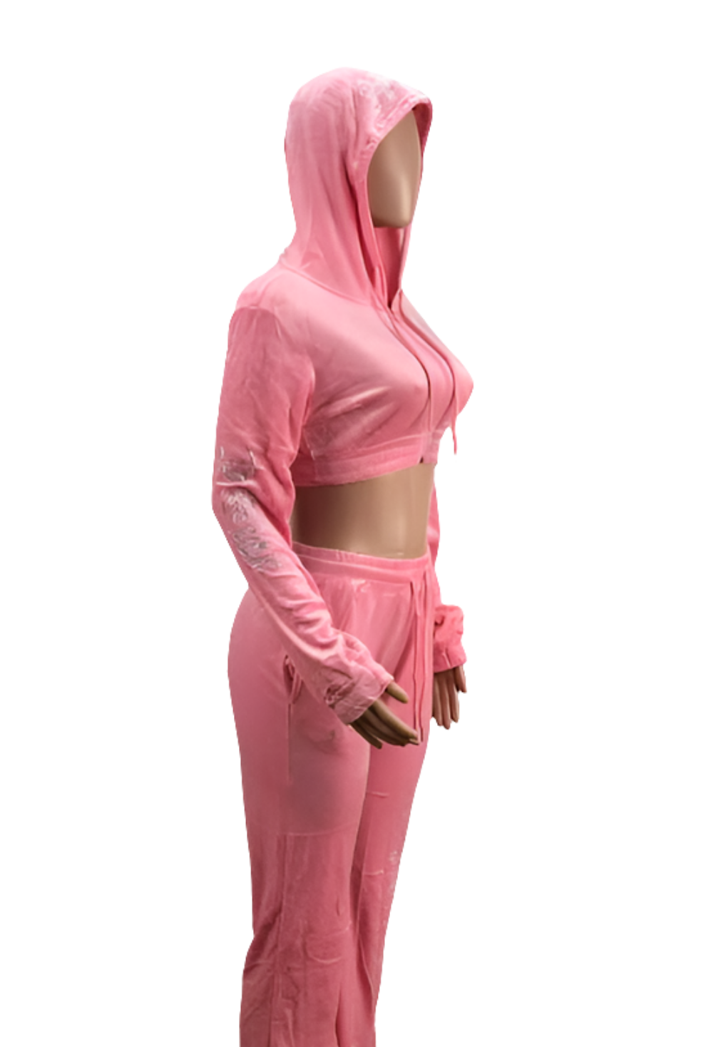 MSC DREAM mini cropped velour zip up track jacket (BEBA DIAMONTE COLLECTION) Baby pink.