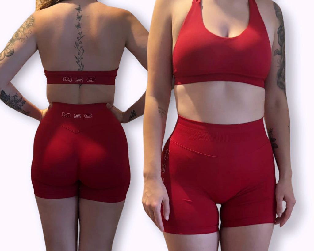 IMPACT sculpt Halter crop (Cherry red)