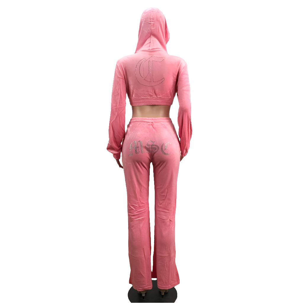 MSC DREAM velour track pants (BEBA DIAMONTE COLLECTION) Baby pink.