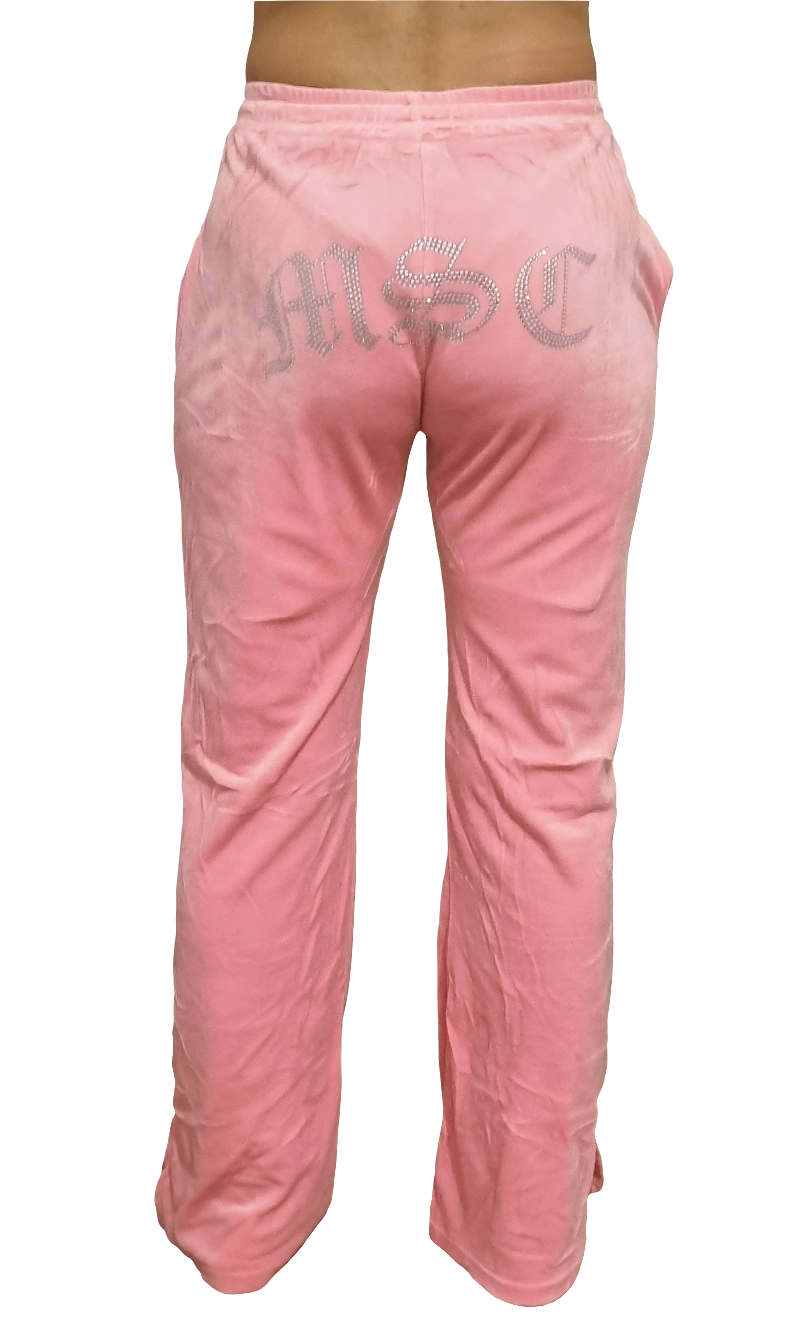 MSC DREAM velour track pants (BEBA DIAMONTE COLLECTION) Baby pink.
