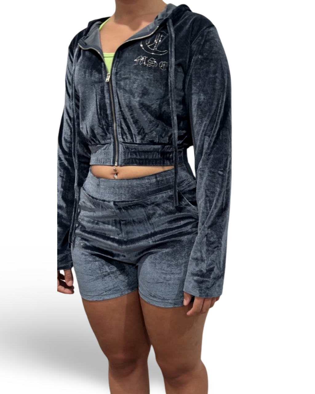 MSC EVE velour shorts (BEBA DIAMONTE COLLECTION) Gunmetal grey.