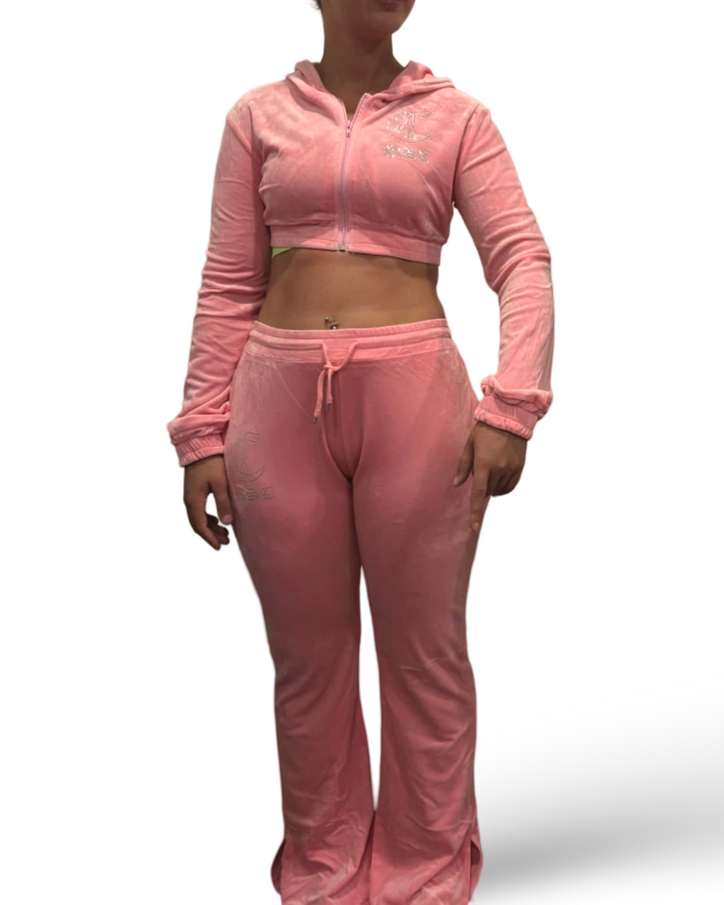 MSC DREAM velour track pants (BEBA DIAMONTE COLLECTION) Baby pink.