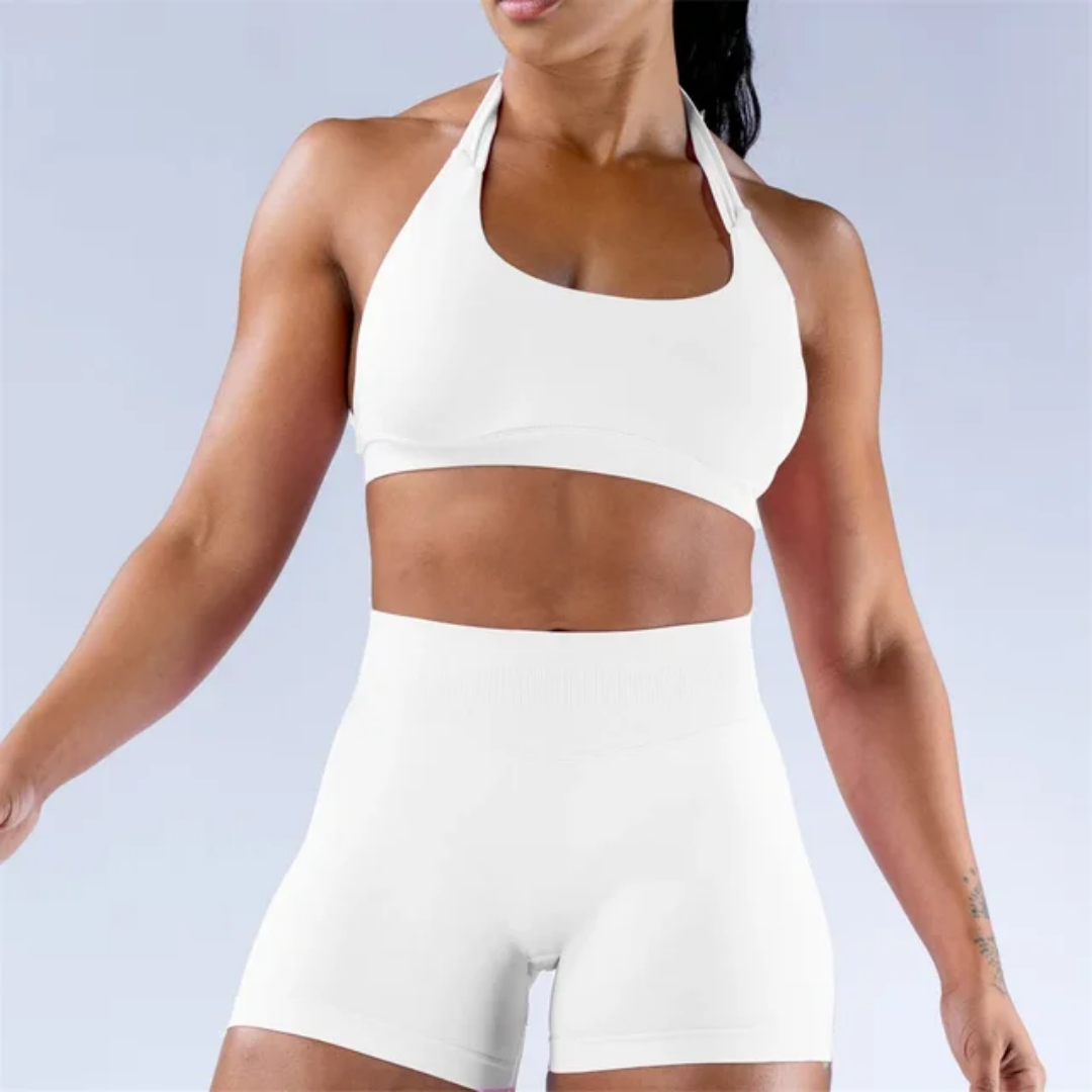 MSC IMIRI CORE SCULPT Halter crop (ARTIC WHITE)
