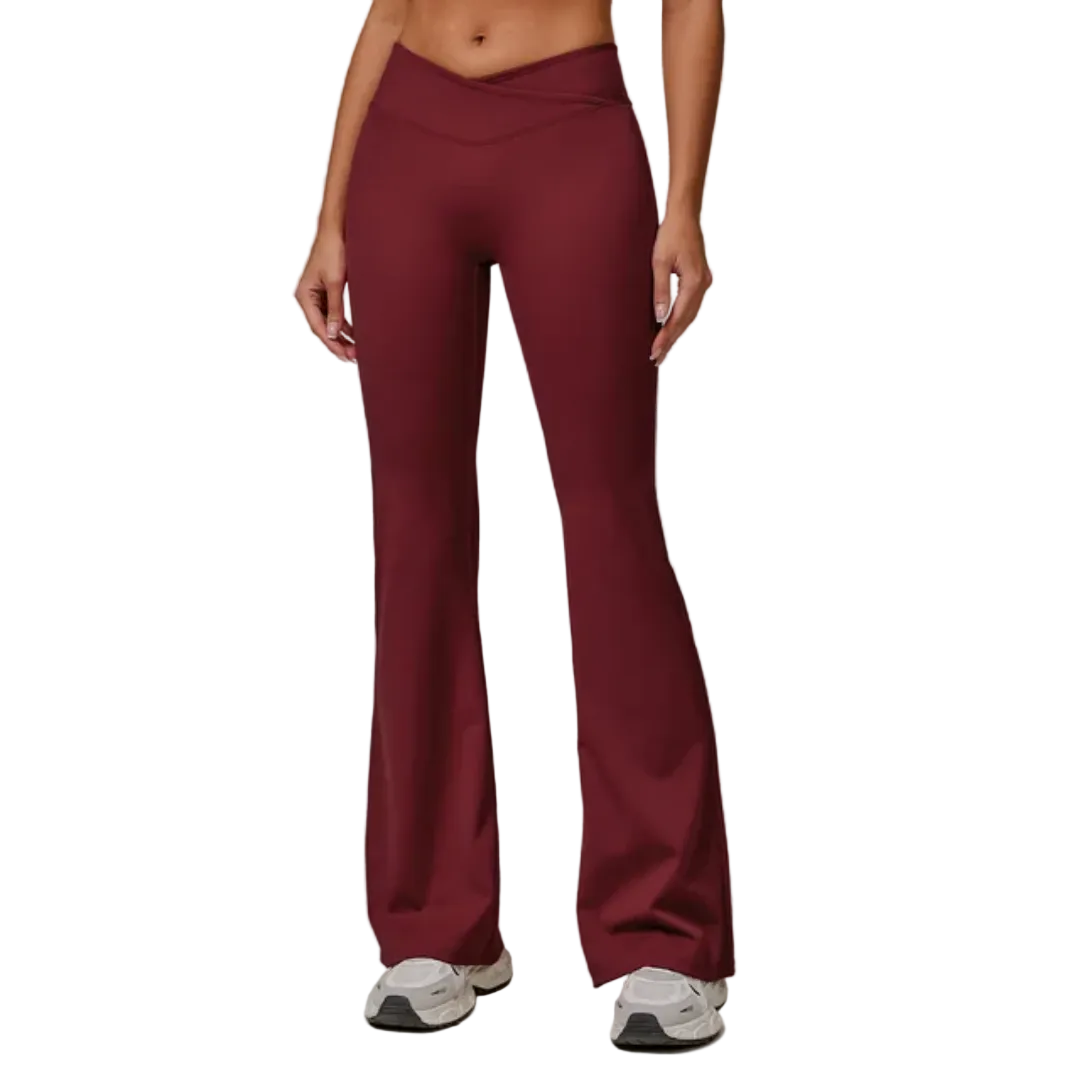 SERENITY Cross over bootleg pants. (DEEP CHERRY)