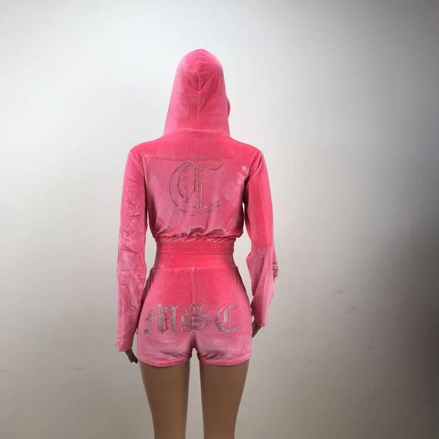MSC EVE velour shorts (BEBA DIAMONTE COLLECTION) Pink  panther.