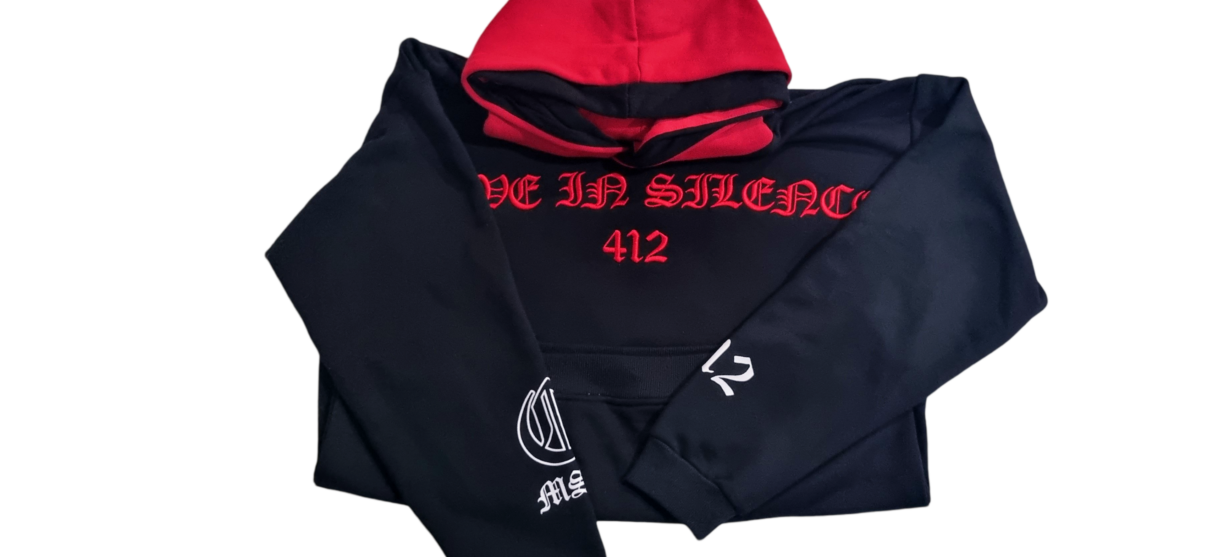 BIG G, double hood hoodie            "MOVE IN SILENCE" series 1       (MIDNIGHT RAGE)