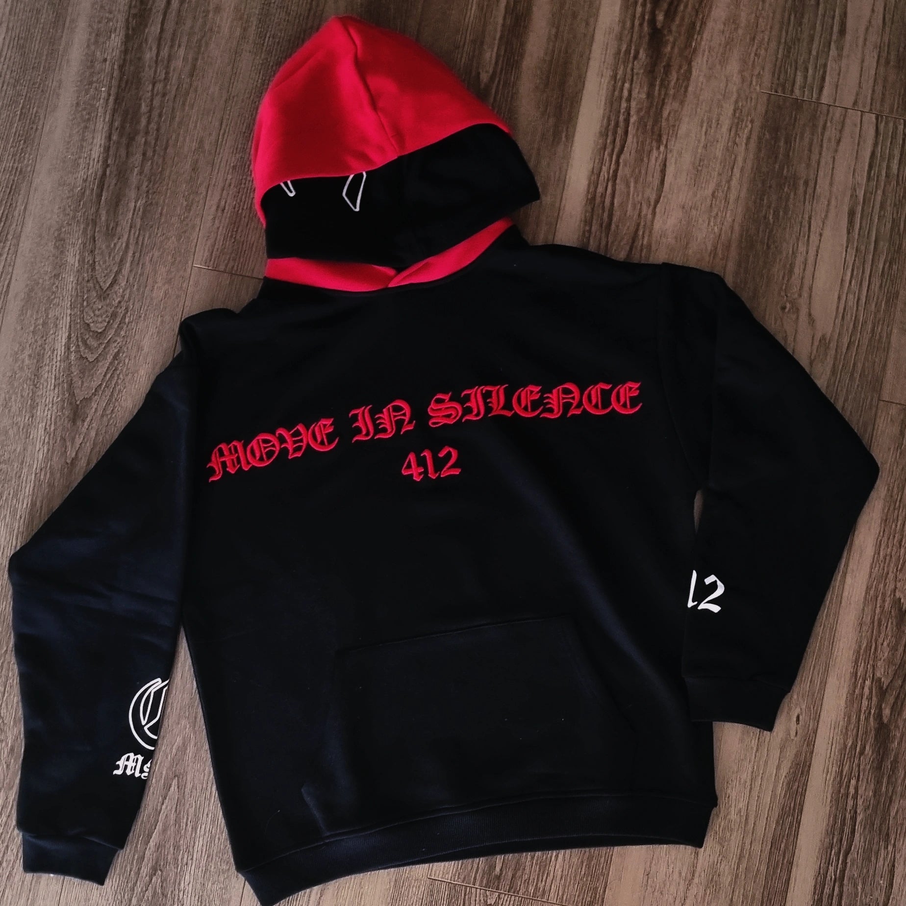 BIG G, double hood hoodie            "MOVE IN SILENCE" series 1       (MIDNIGHT RAGE)
