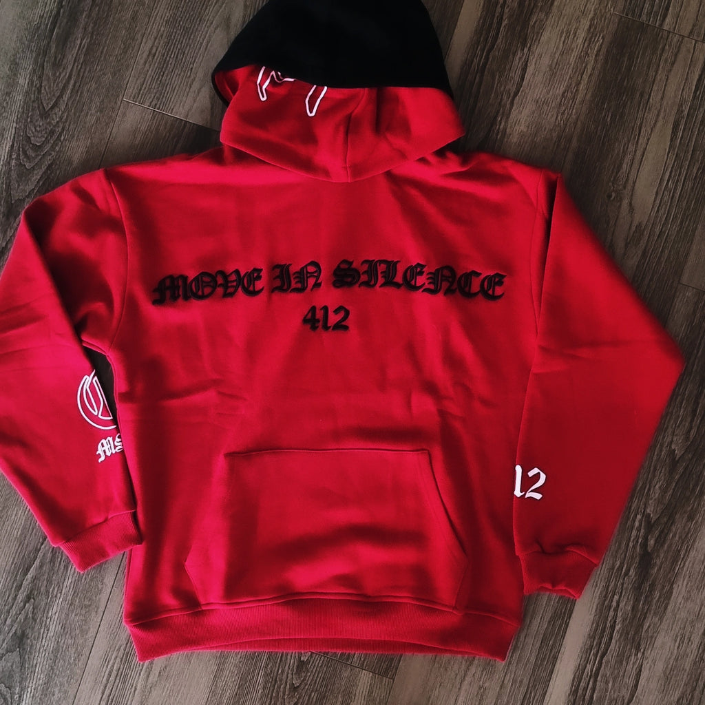 BIG G, double hood hoodie            "MOVE IN SILENCE" series 1       (MIDNIGHT RAGE)