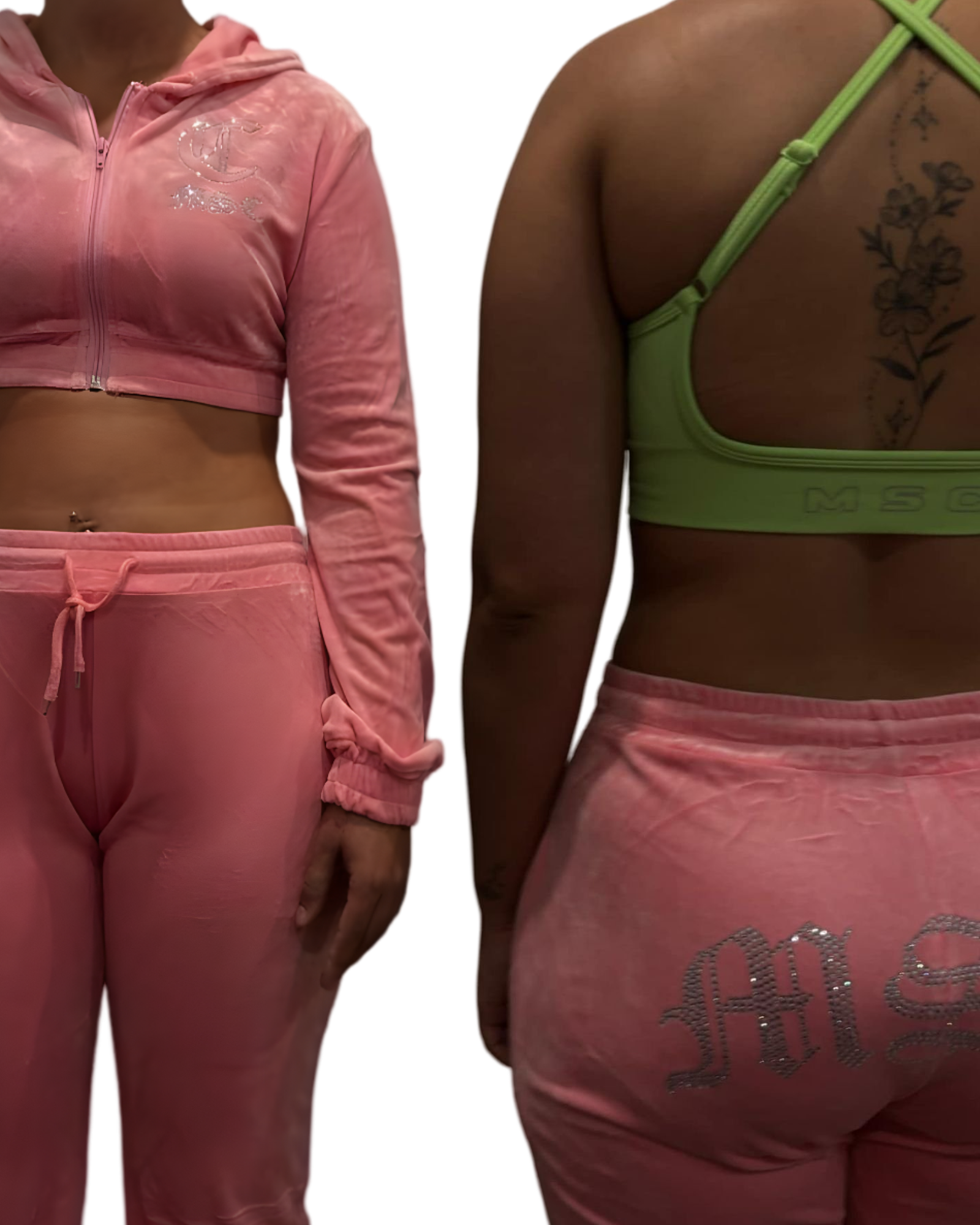 MSC DREAM velour track pants (BEBA DIAMONTE COLLECTION) Baby pink.